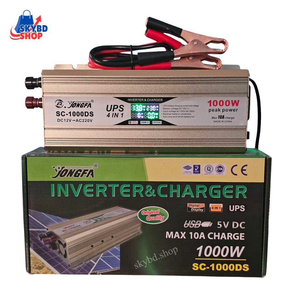 Yonfa 1000W 4in1 Digital Inverter And Charger 12V to 220V